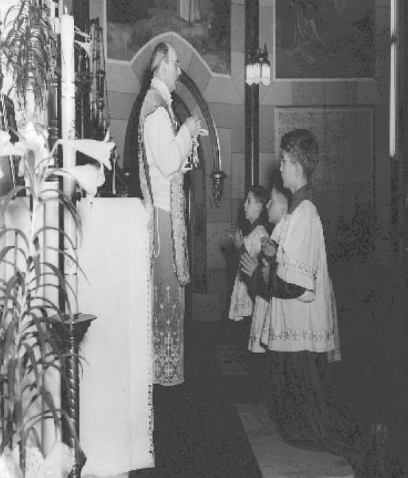 Msgr. Janczewski Celebrating Easter Mass in the 1950s